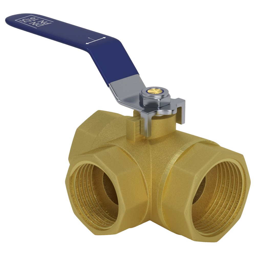 G1″ 3 Way Ball Valve Three T Port Brass Female Type For Water Oil And Gas US