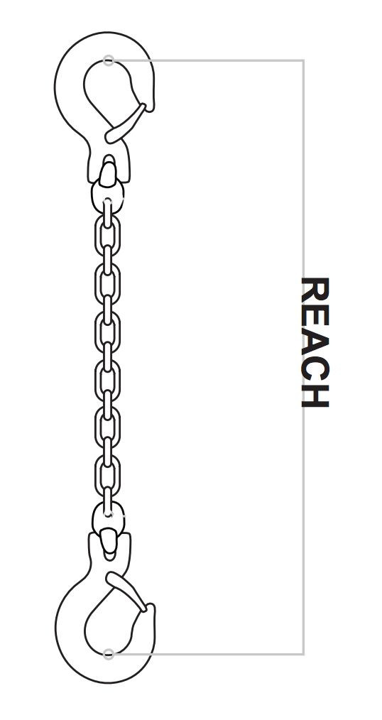 Grade 80 Lifting Chain Sling 5/16″ x 10 FT Single Leg Oblong Link with Grab Hook
