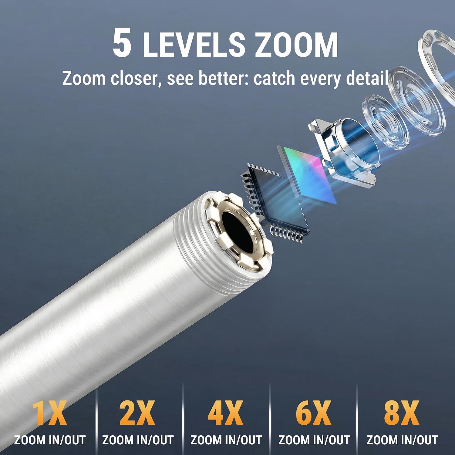 4.9FT 360° Articulating Borescope Camera, 6.2mm, 1080P HD, IP67 Waterproof