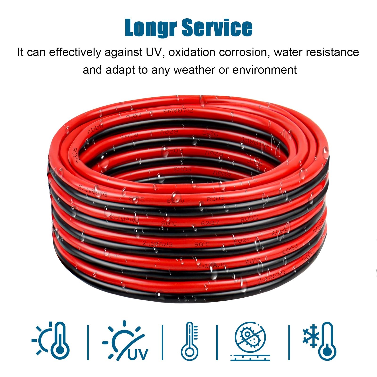 8 Gauge Wire 2 Conductors Copper Wire, 8 AWG Battery Cable Oxygen Free Copper…