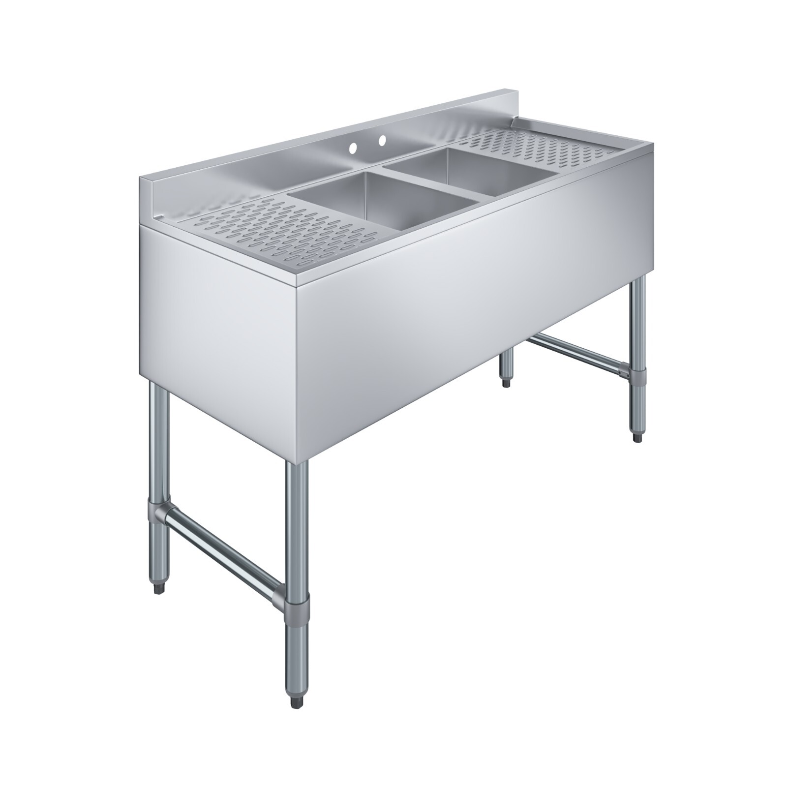 48 in. x 19 in. Two Compartment Underbar Sink with Two Drainboards