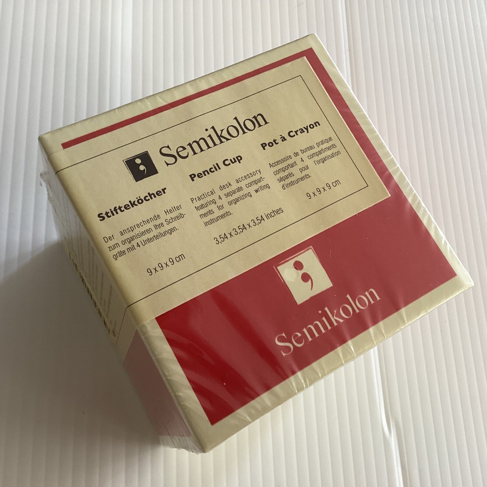 Semikolon PENCIL CUP Red PEN BOX 3.54” Desk Organizer 4 COMPARTMENTS Sealed NEW