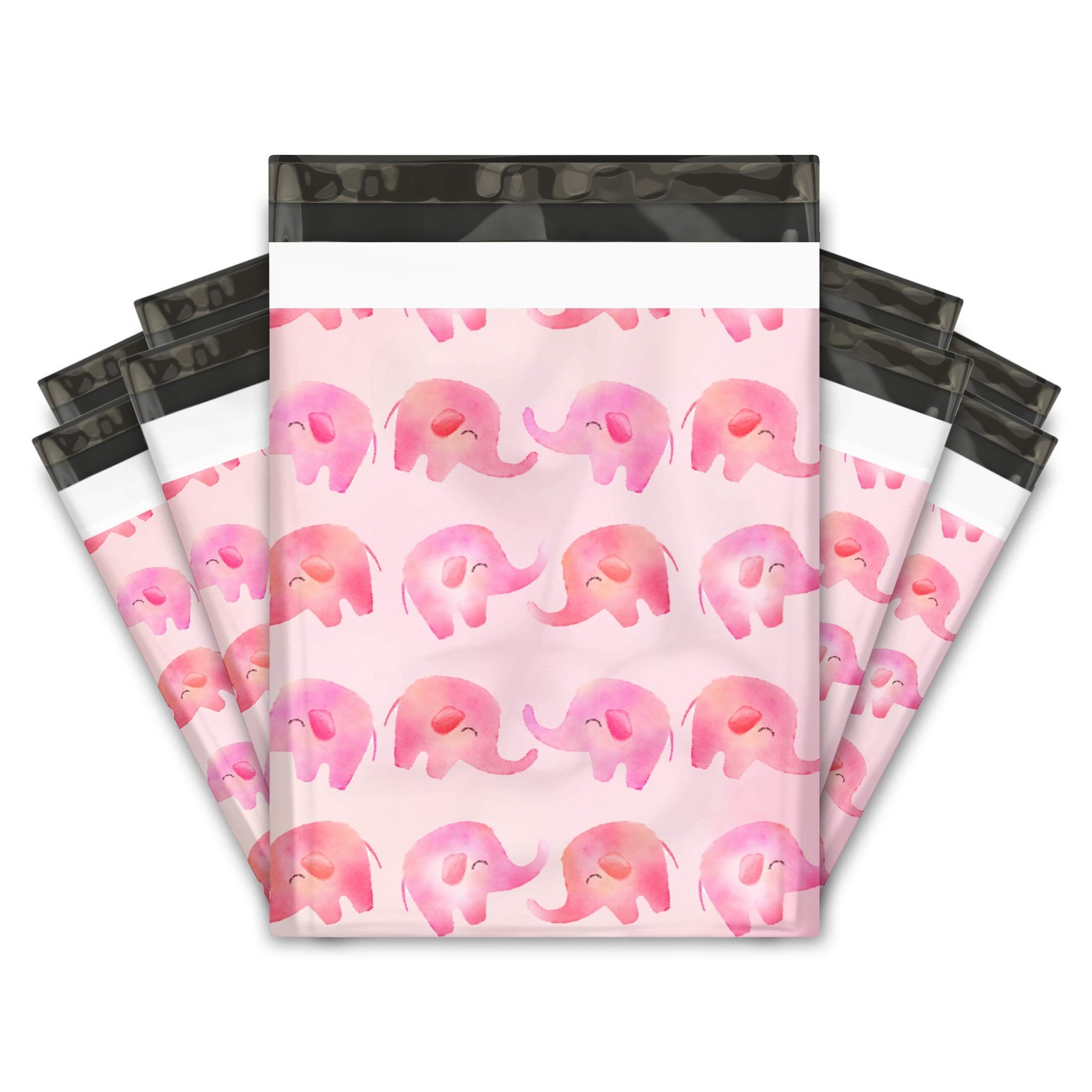 100 PCS 10×13 Inch Pink Elephants Designer Poly Mailers Shipping Envelopes