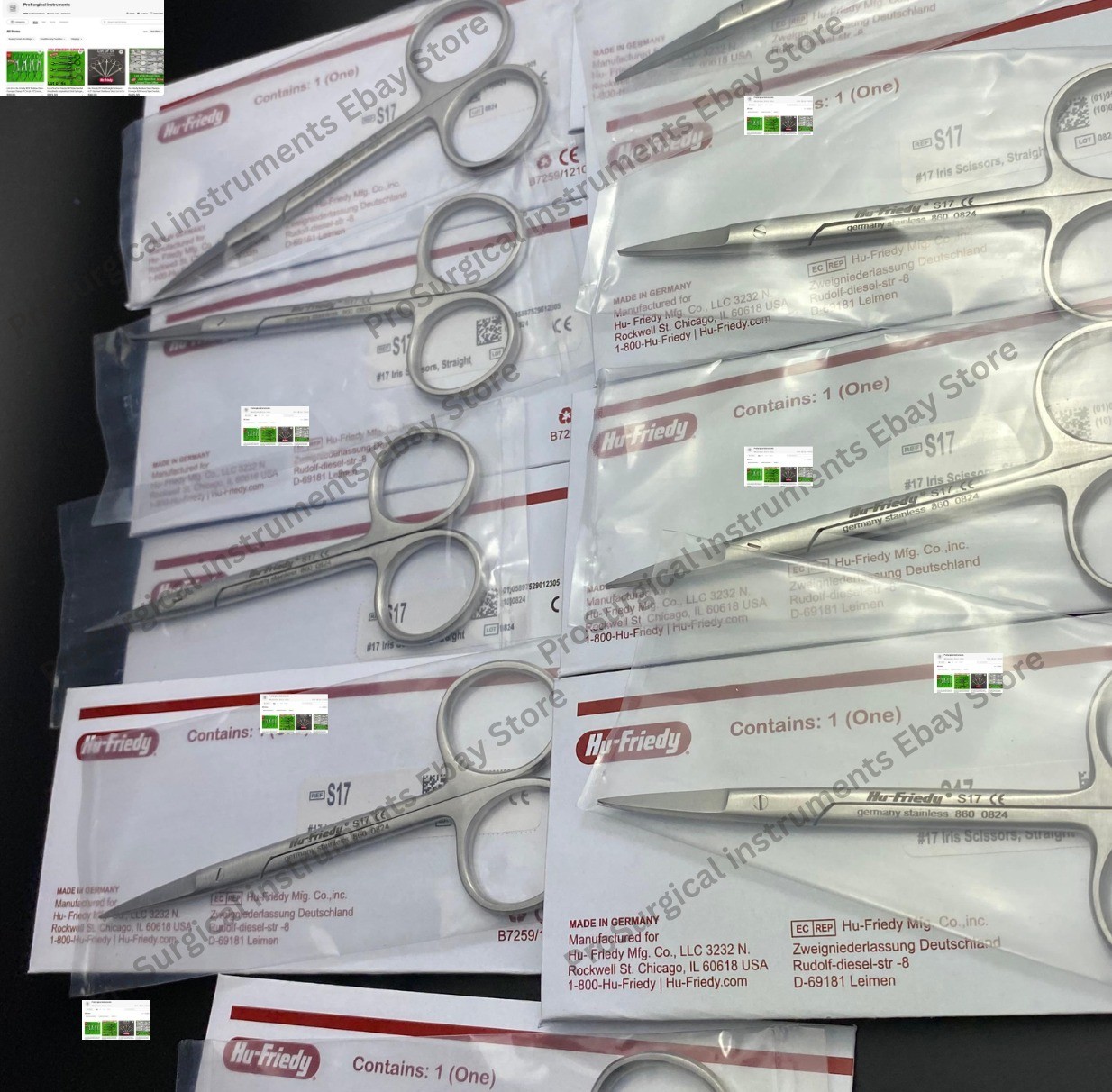 Hu-Friedy Iris Straight S17 Scissors 4.5″ German Stainless Steel Lot of 9x