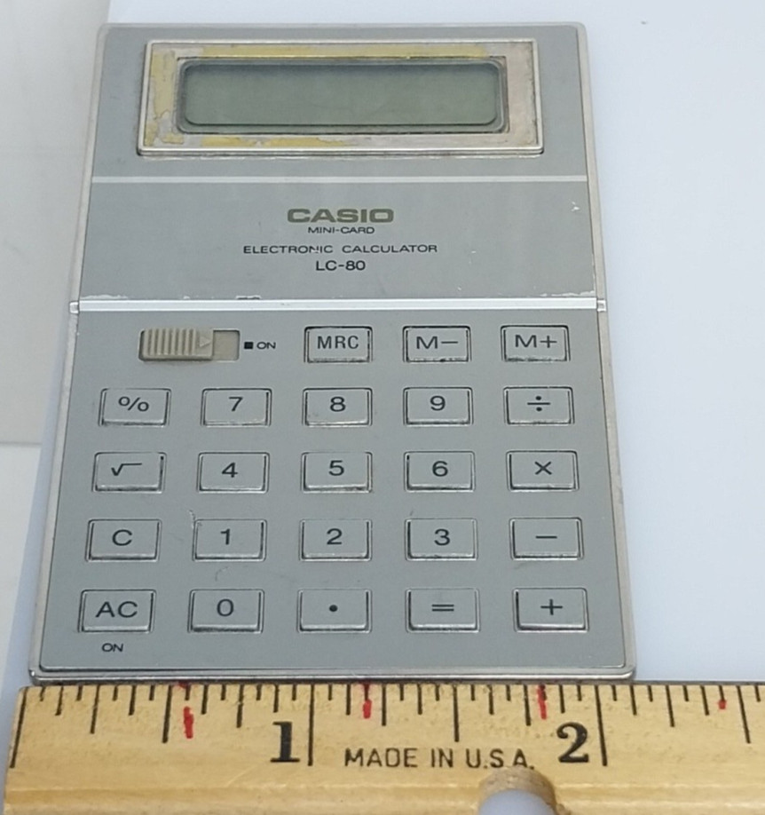 Vintage Casio Calculator 1980’s Ultra Slim Card Size LC-80 JAPAN Working