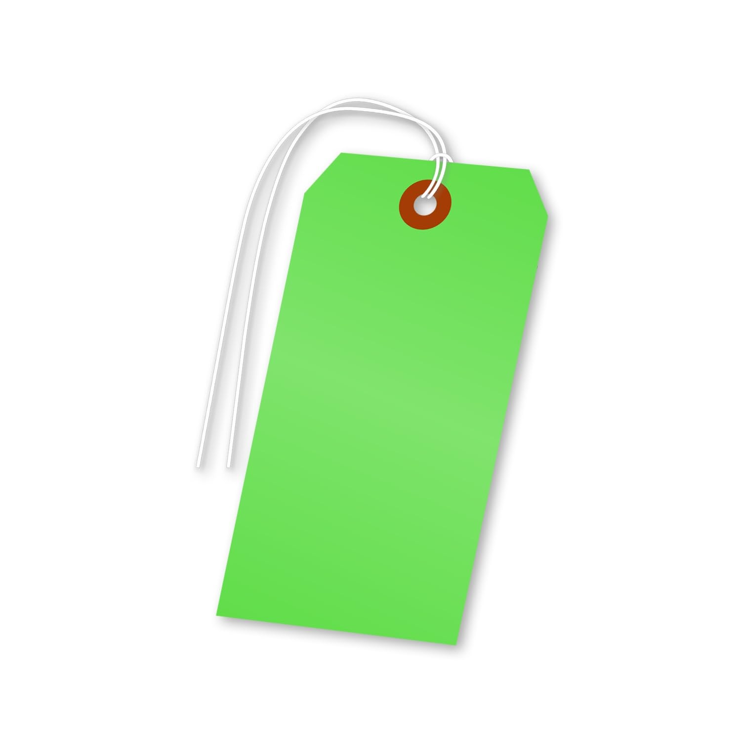100 Pack Fluorescent Green Blank Tags With String 4.75×2.375 In Size #5 USA