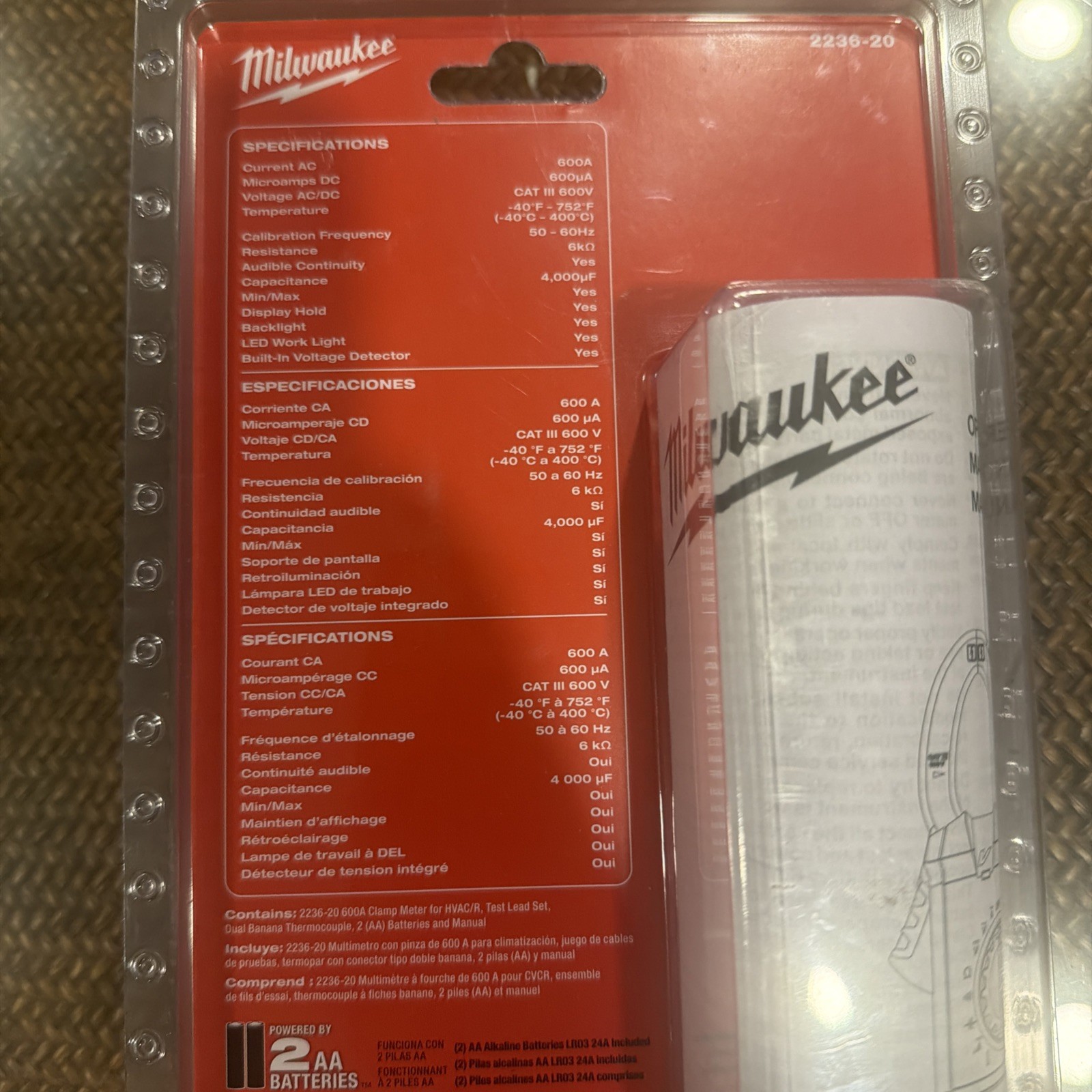 NEW MILWAUKEE 2236-20 600A CLAMP MULTI METER ELECTRICAL TESTER DIGITAL FREESHIP