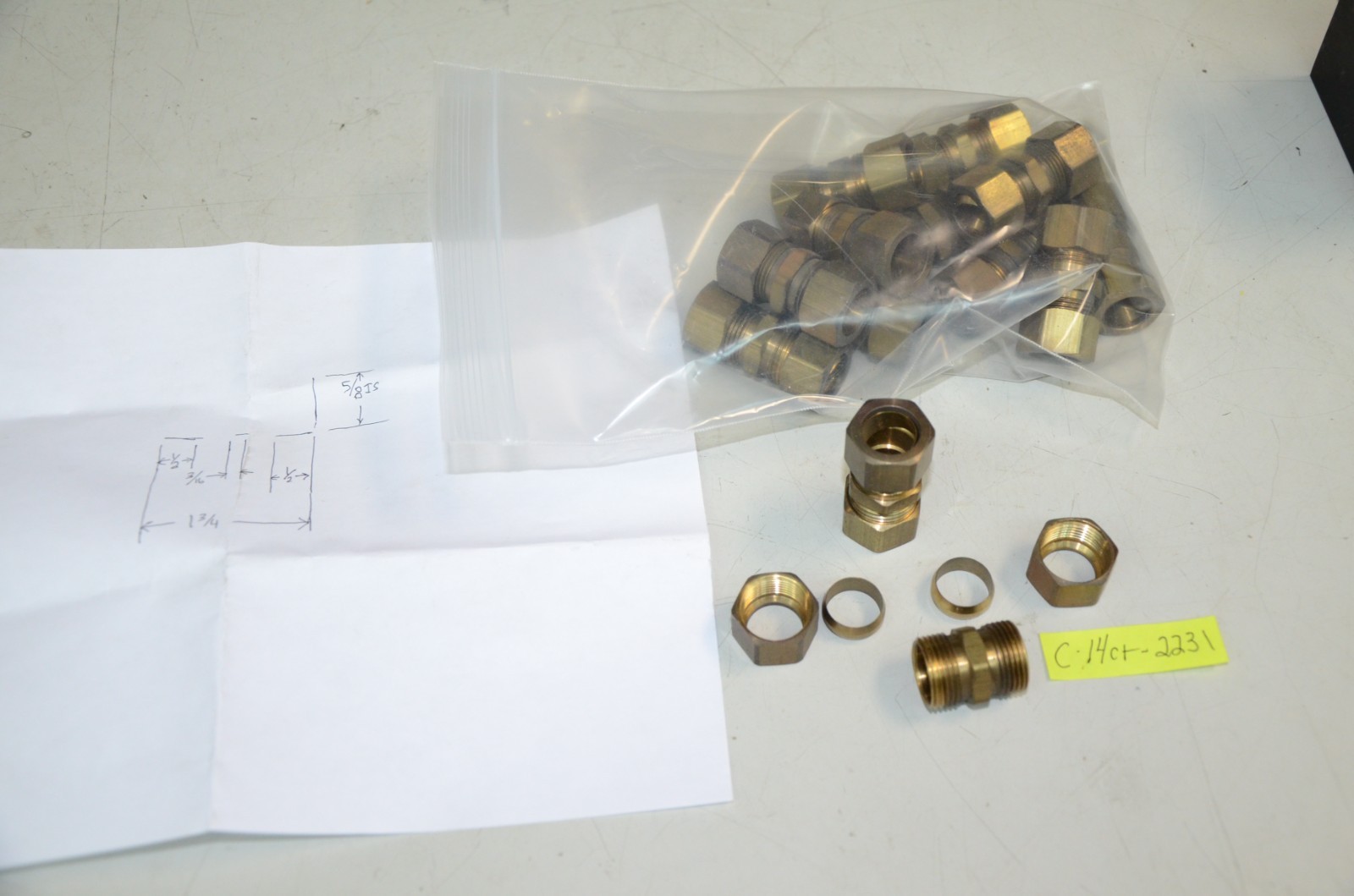 5/8 X 5/8 Brass Compression Fittings Lot of 14 Qty NEW Open Box
