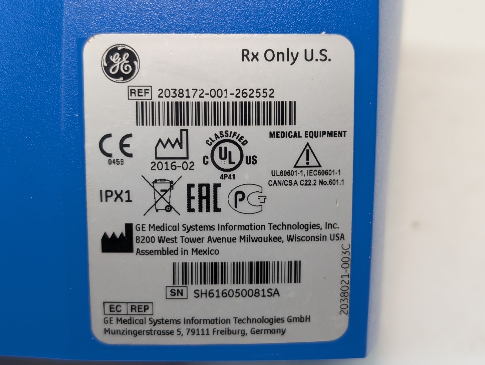 GE Medical Carescape V100 w/Dinamap Technology, 2038172-001-262552, 2034803-016