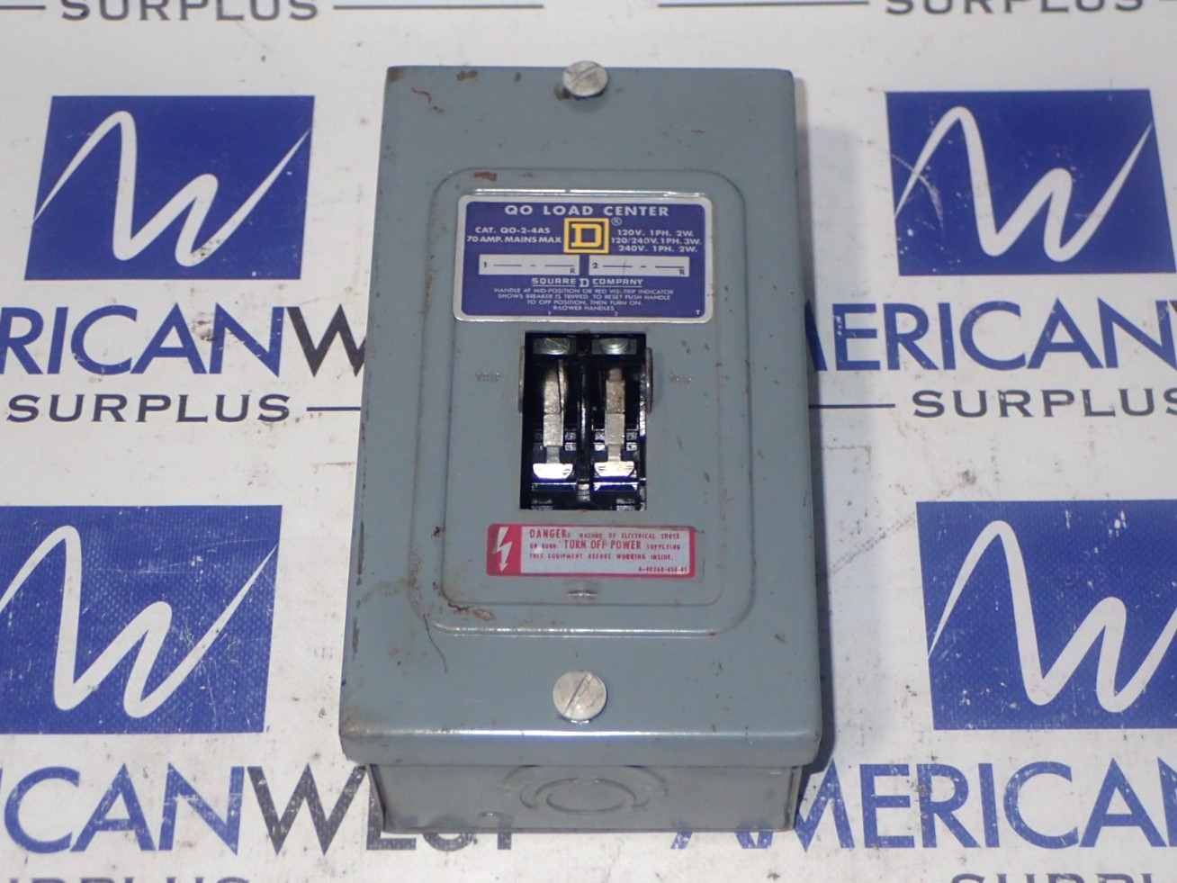 Square D QO-2-4AS QO24AS Single Phase 70 Amp 120/240 Volt QO Load Center