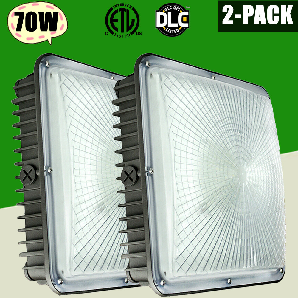 2x LED Canopy Light 70w Gas Station Garage Light 4800lm 110-277V AC Square Lamps