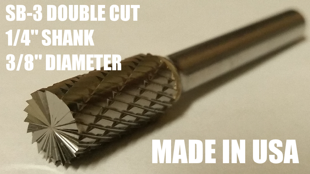 SB3D Cylindrical Cut Tungsten Carbide Burr Bur Cutting Tool Die Grinder Bit 1/4″
