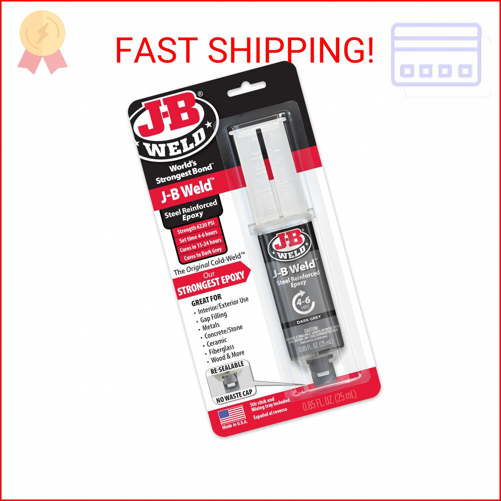J-B Weld 50165 25ml Epoxy Syringe, Plain