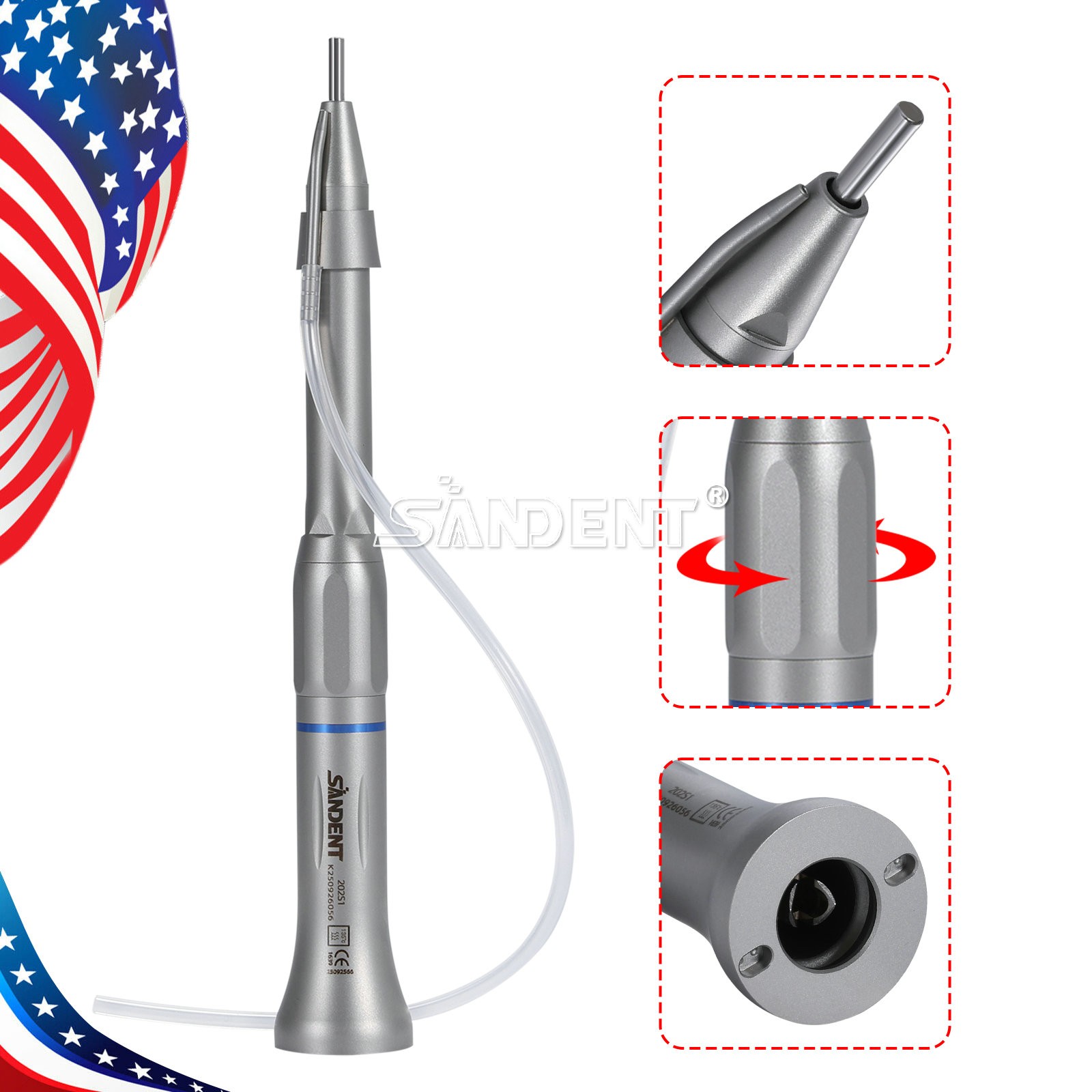 SANDENT Dental Surgical Straight Handpiece 1:1 Direct Drive Micro Surgery E-type