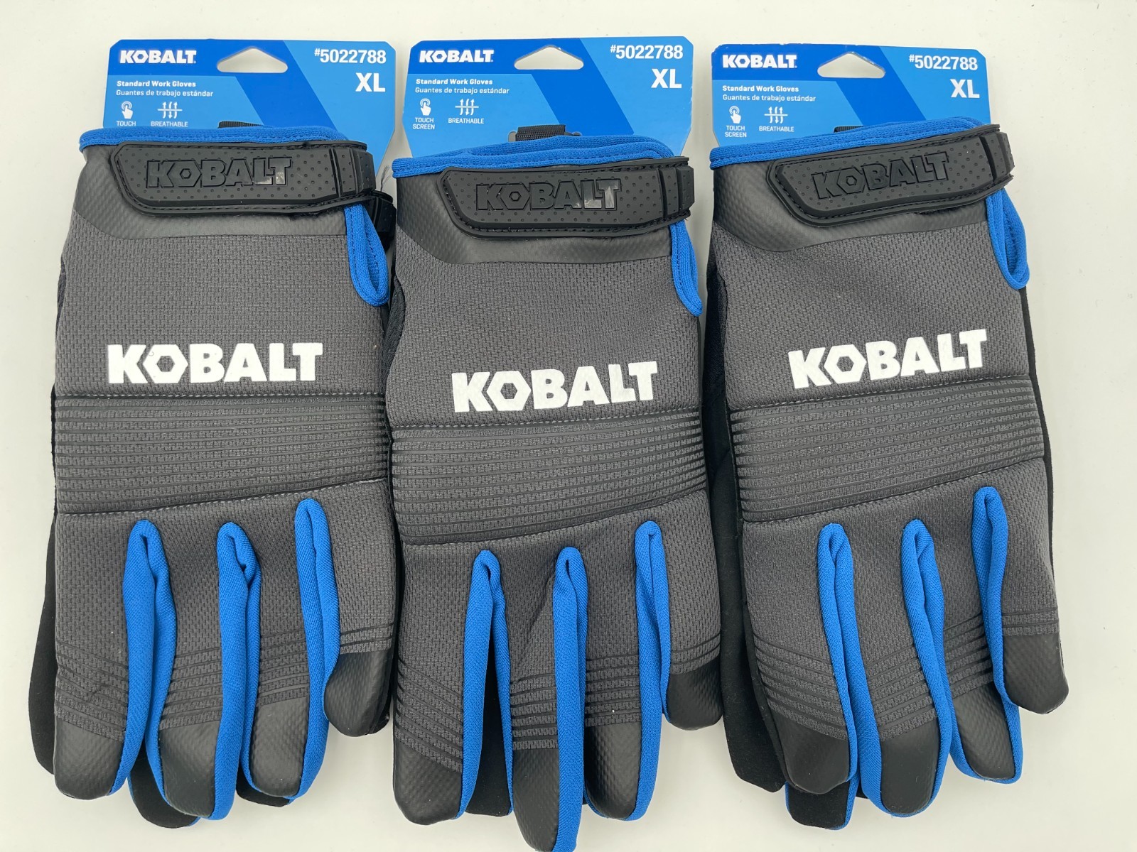 Kobalt Black Synthetic Leather Mechanical Repair Gloves 3 Pairs (Touch Screen)