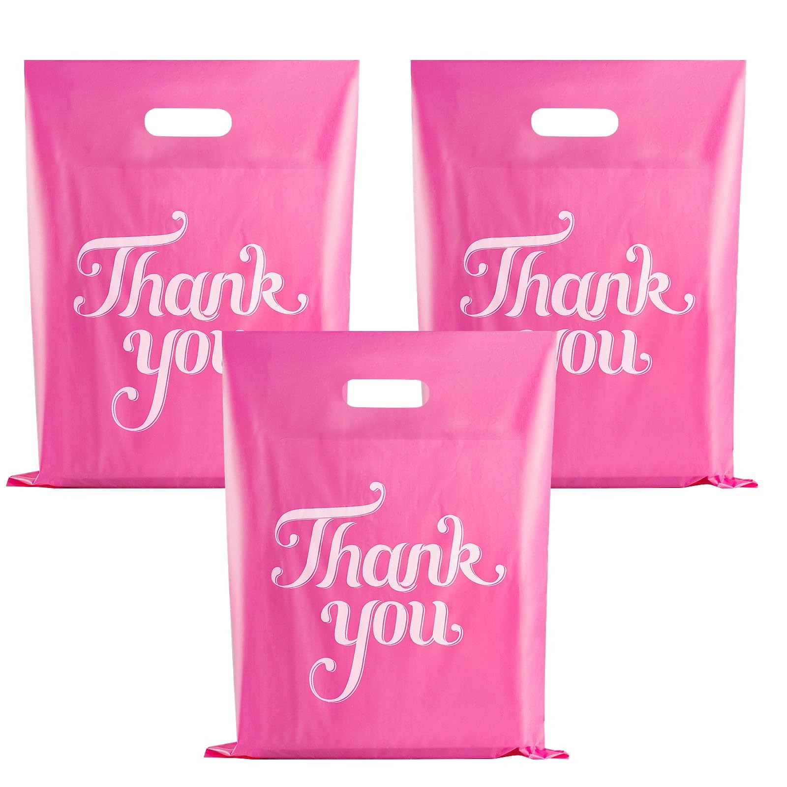 100 Pcs Pink 12×15″ Thank You Bags, Shopping Bags 1 count (Pack of 100),