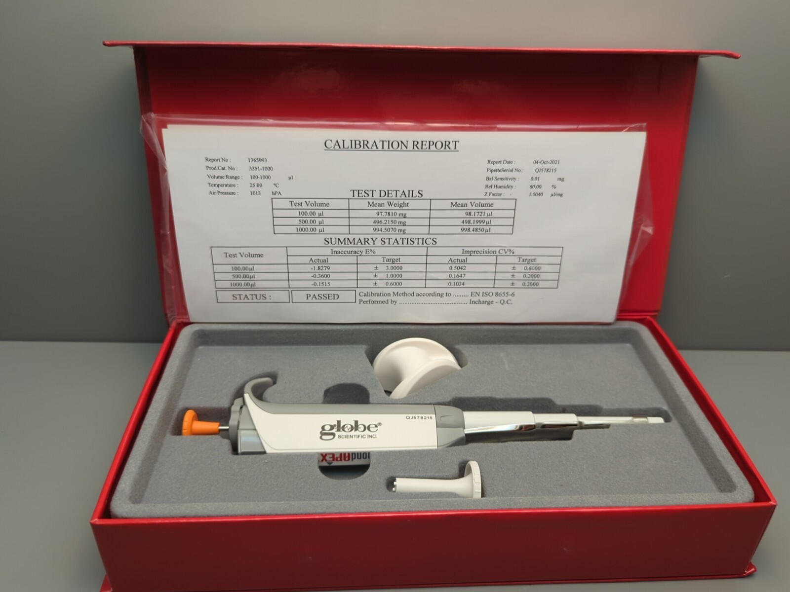 Globe Scientific 3351-1000- Pipette, Diamond Apex Fully Autoclavable, Adjustable
