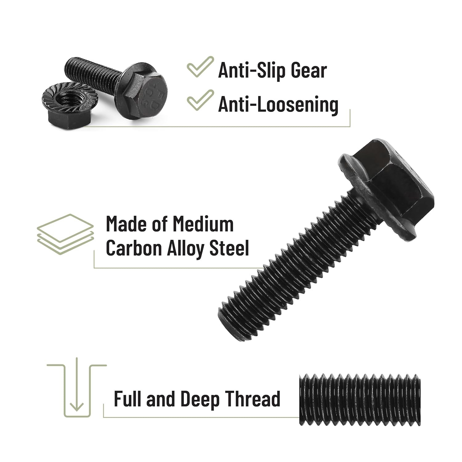 – Nuts and Bolts Assortment Kit, 272 Pcs, Black Carbon Steel, Grade 10.9, M6, M8