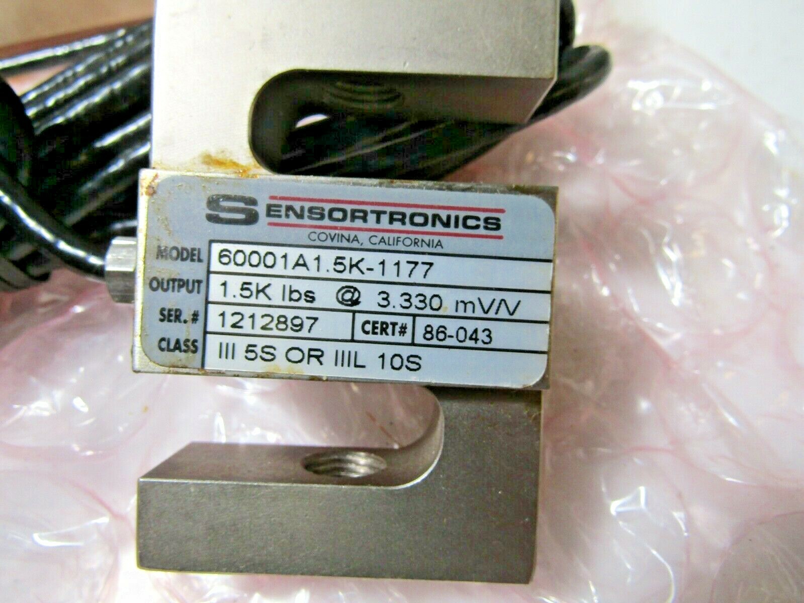 NEW SENSORTRONICS S-BEAM LOAD CELL 60001A1.5K-1177 OUTPUT 1.5K POUNDS @ 3.330mVN
