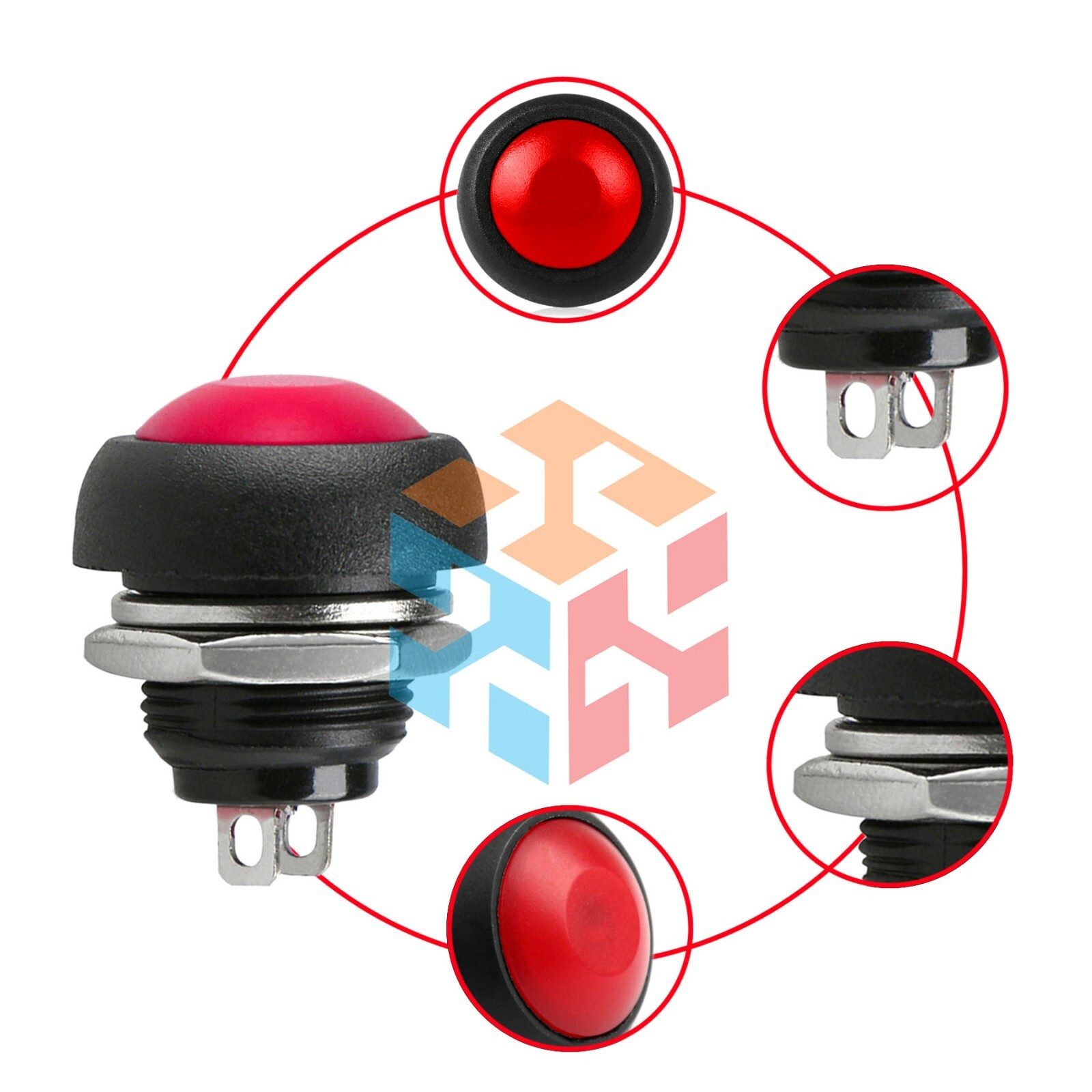 Black 10PCS Momentary ON/OFF Push Button Switch Waterproof 12mm M122 Mini