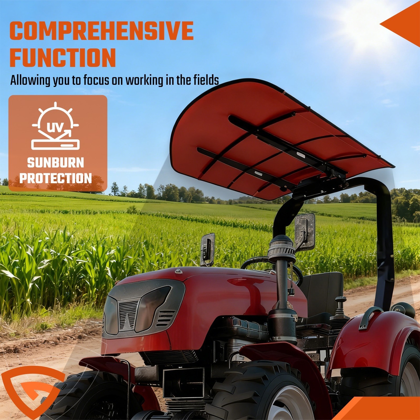 Sun Shield Tuff Top Tractor Canopy 2″ x 2″ For 2″ x 2″ or 2″ x3″ Red NEW NEW