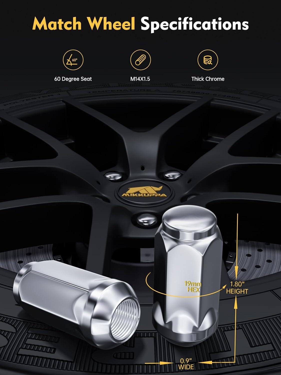 M14X1.5 Lug Nuts – Replacement for Chevy Silverado, Ford, GMC Aftermarket Wheel