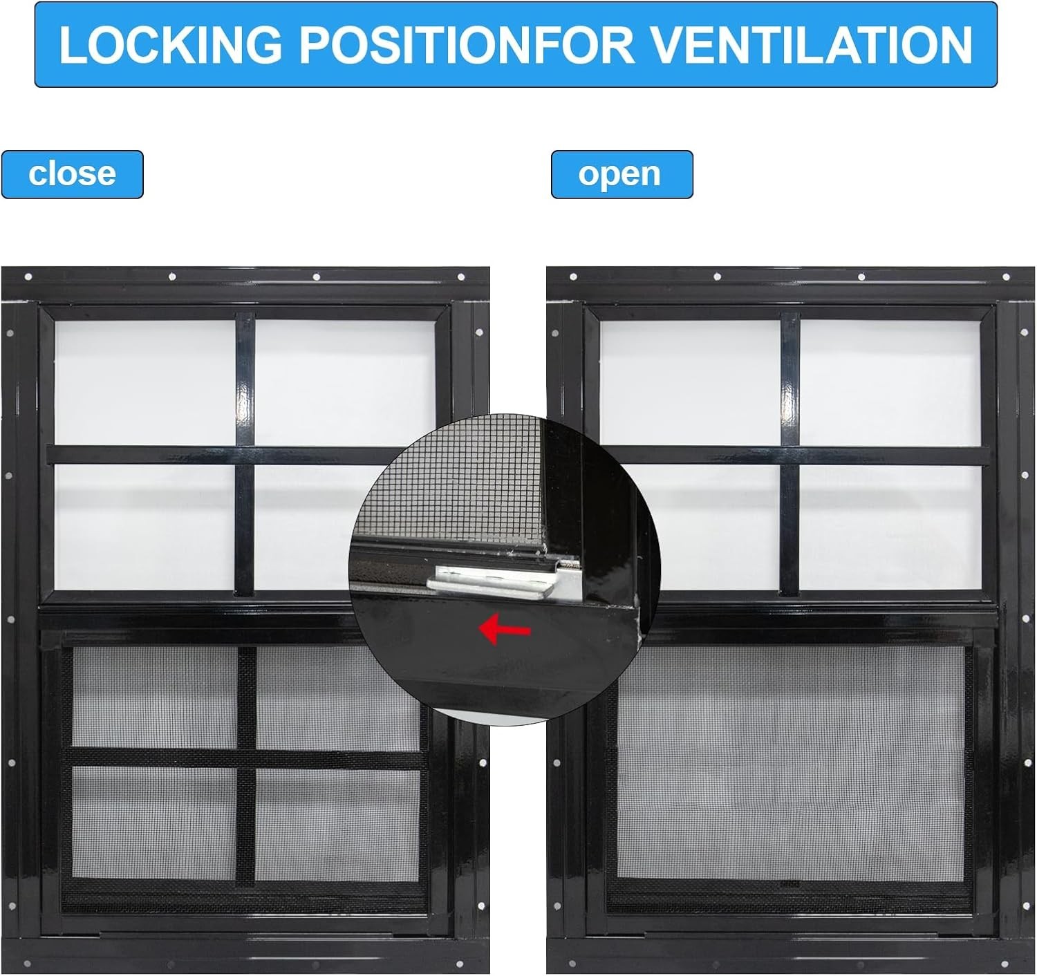 2 Pack Shed Windows with Black Frame, 18x 23 Flush Mount Small Window with Tempe