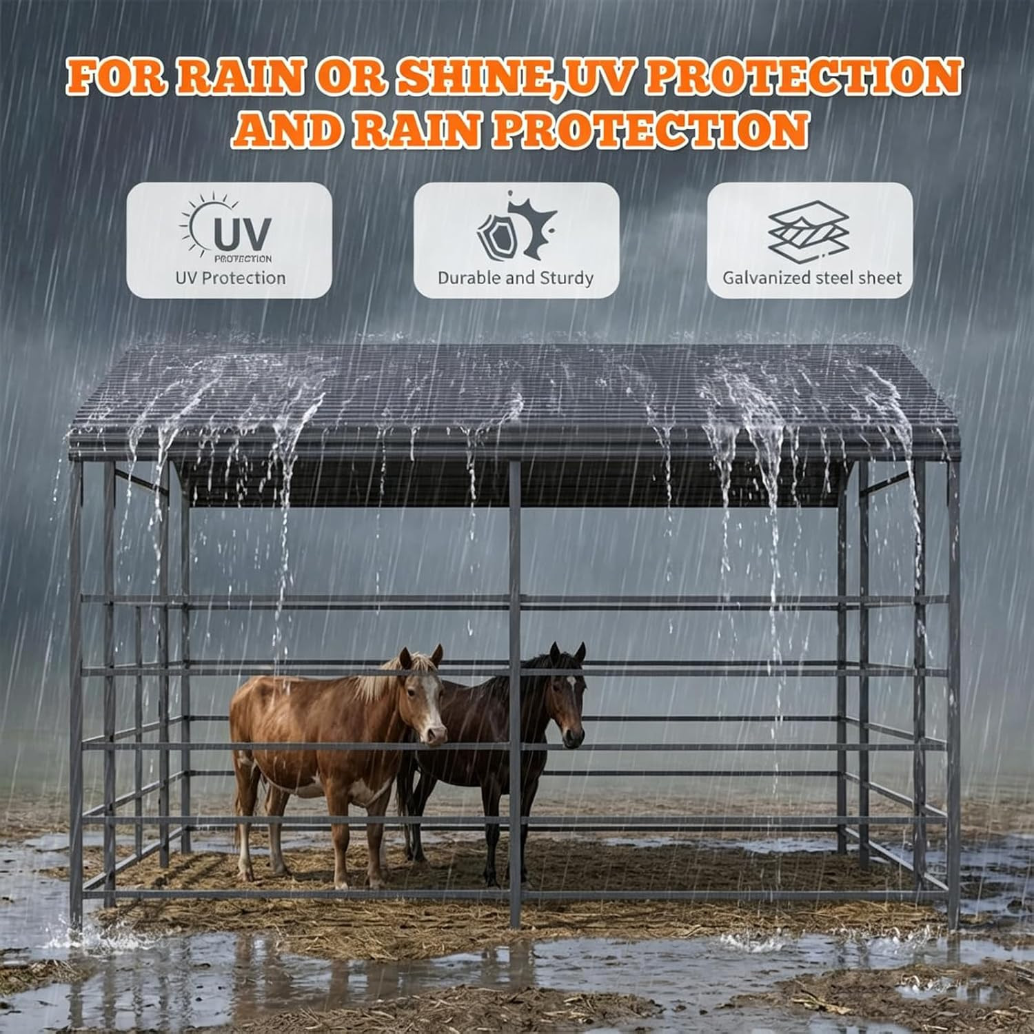 13x20ft Galvanized Livestock Shelter Metal Cattle Shed Steel Barn Horse Goat