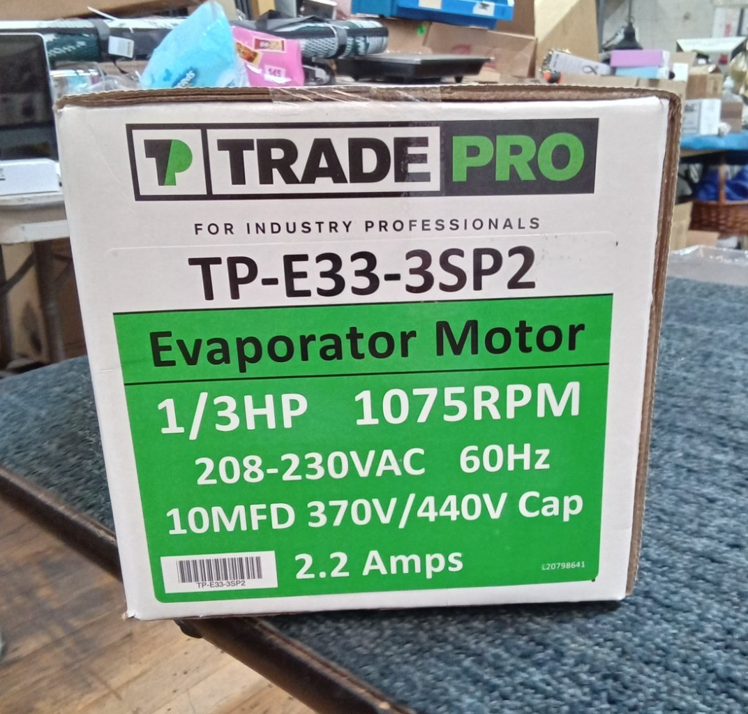 Trade Pro Universal Condenser Motor 1/3 HP 1075 RPM 208-230VAC 60 Hz 2.2A New