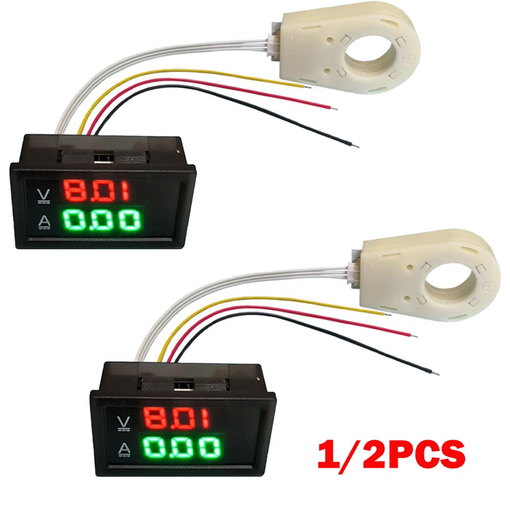 1/2x Hall Current Voltmeters Dual Digital Display DC 0-300V ± 50A/100A/200A/400A