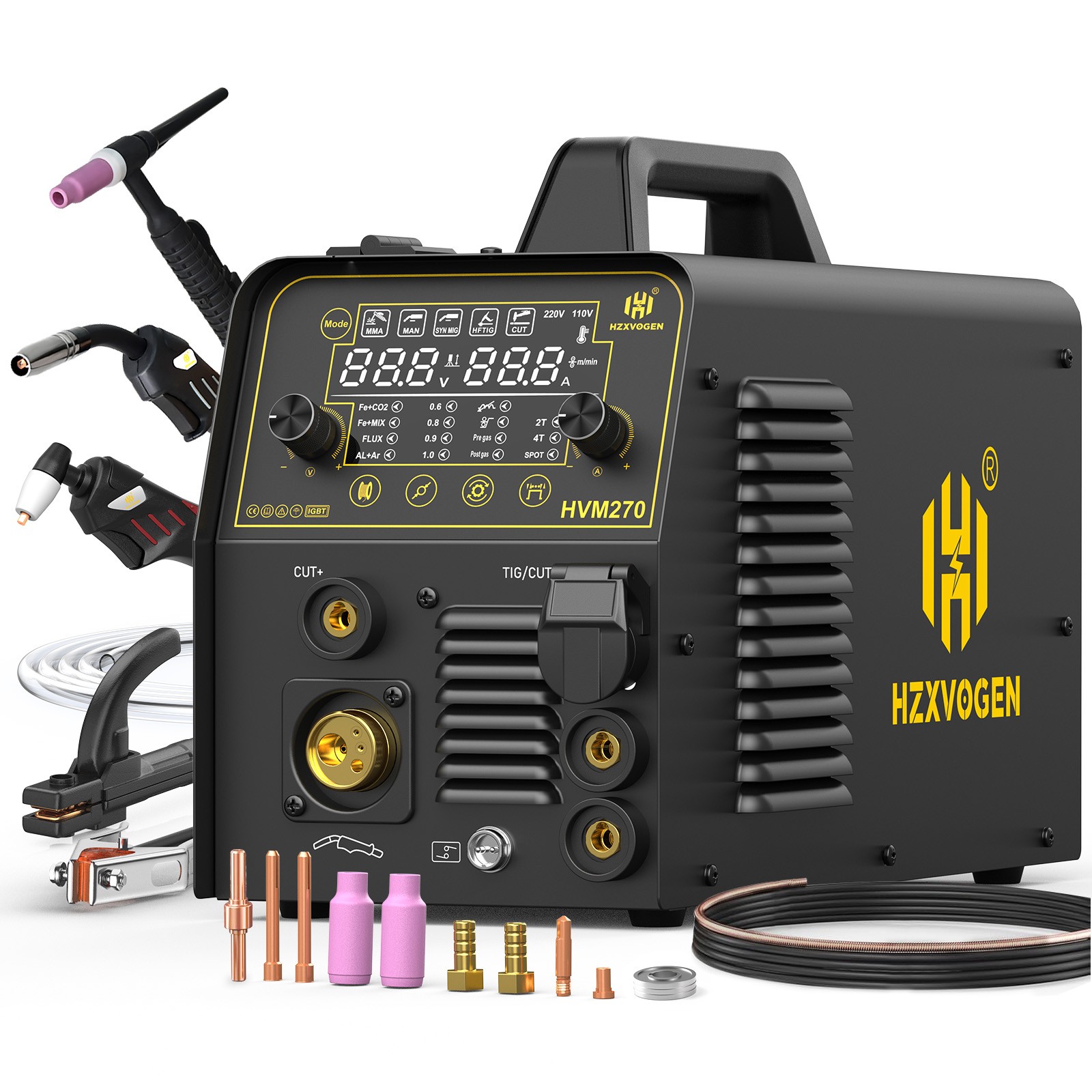 5 IN 1 MIG TIG MMA CUT Welder Air Plasma Cutter 200A 220V Gas/Gasless MIG Welder