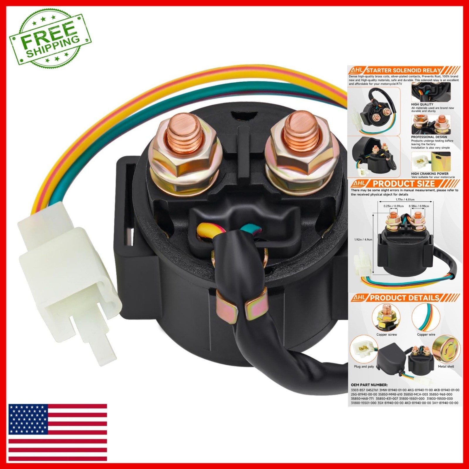 Starter Solenoid Relay for GY6 50cc 70cc 90cc 100cc 150cc ATV Scooter