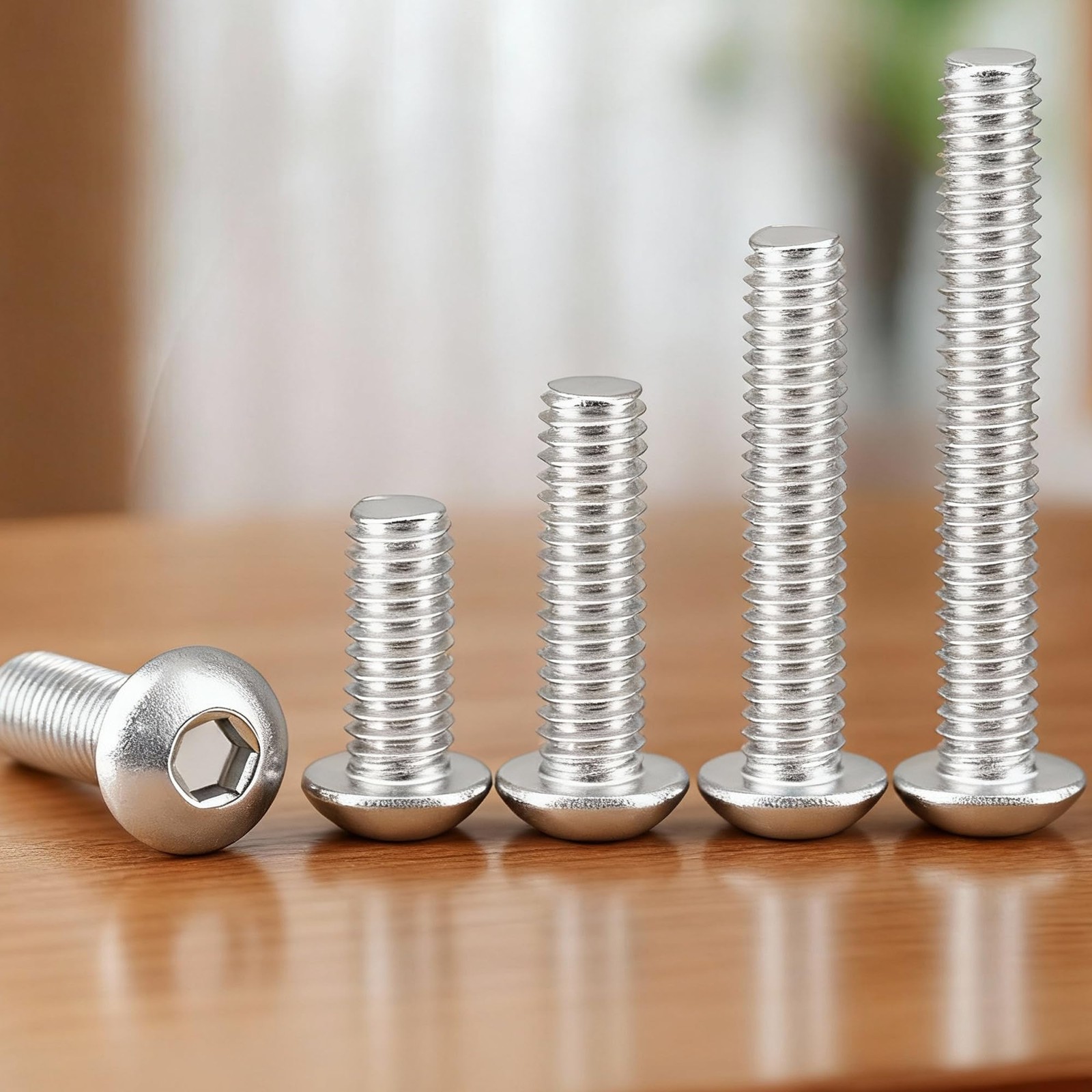 1/4-20X1/2 Button Head Socket Cap Screws, 304 Stainless 1/4-20X1/2, Silver