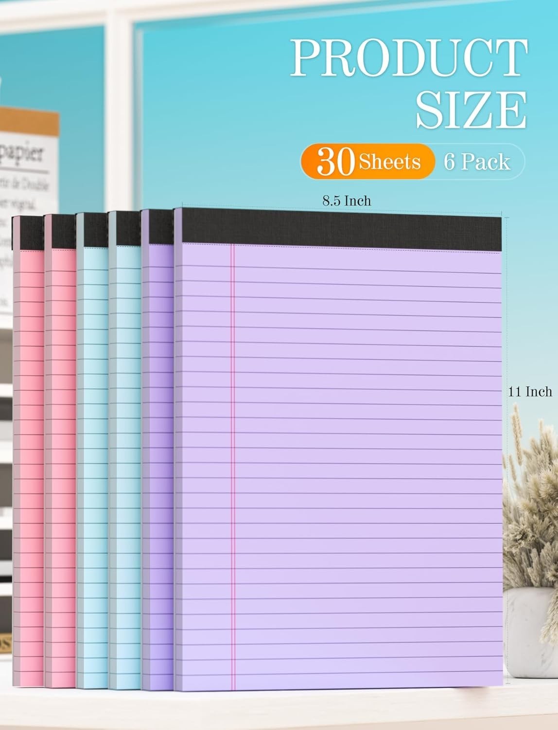 Colored Legal Pads 8.5 x 11, 6 Pack Writing Pads 8.5 x 11, Note Pads 8.5×11 C…