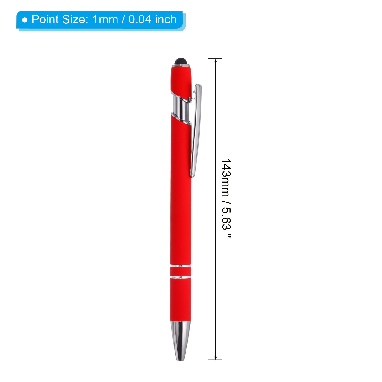 6 x Ballpoint Pen with Stylus Tip 2 in 1 Metal Pen Style 1 Red