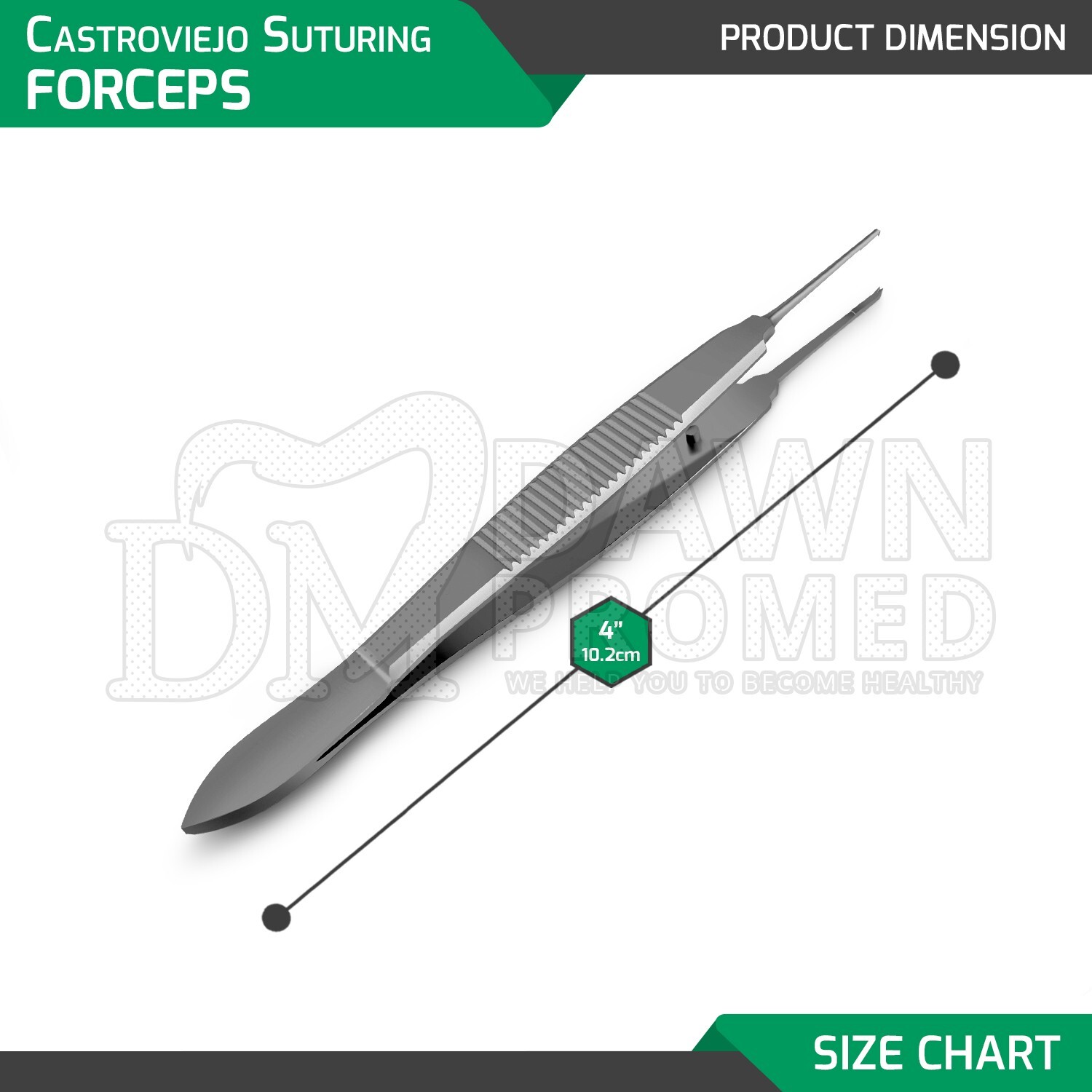 Castroviejo Suturing Forceps 0.3mm 1×2 teeth 4″ Tying Tweezer Dermal Instrument