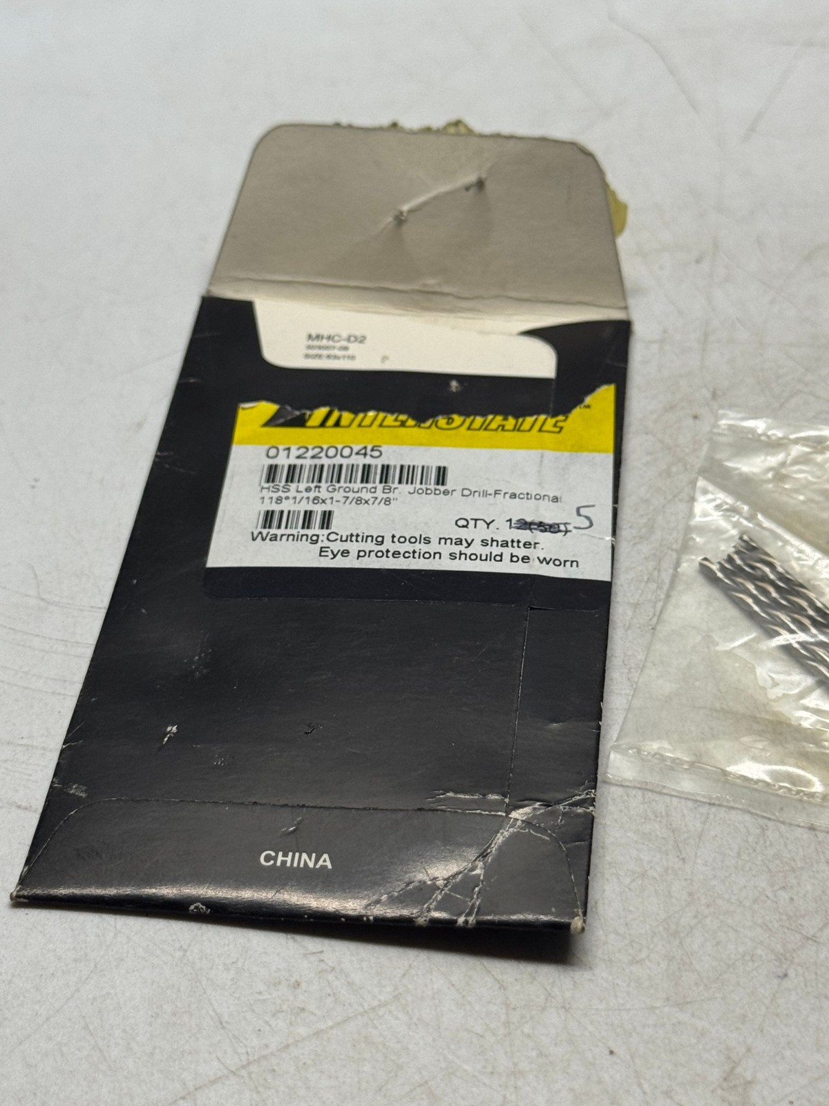 High Speed Steel Left Ground Jobber Drill Fractional Set 5pc 1/16 1/8 x1-7/8