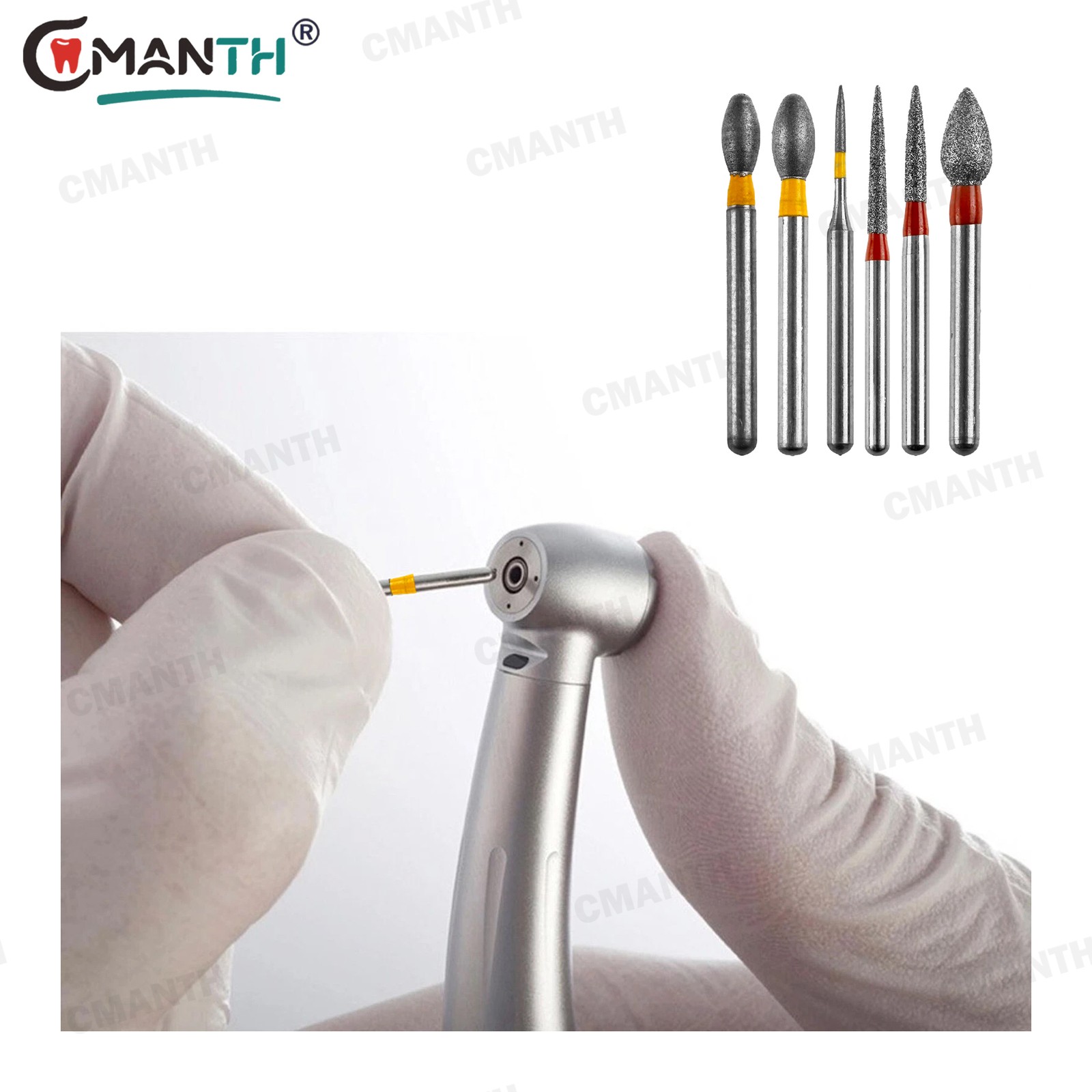 Dental Diamond Burs Taper Flat Burs High Speed Handpiece FG Friction Grip 20PCS