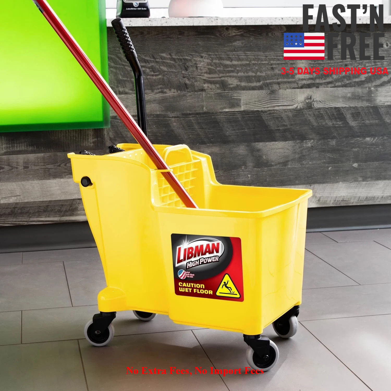 Libman 32 Quart Yellow Polypropylene Bucket Wringer With Steel Handle New, NEW