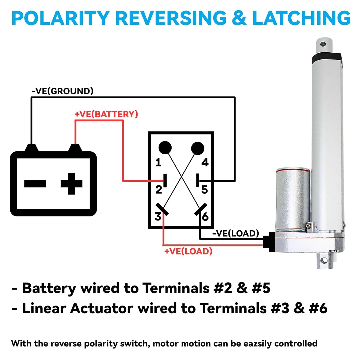 12V 30A DPDT Waterproof Latching Reverse Polarity Toggle Switch Up/Down