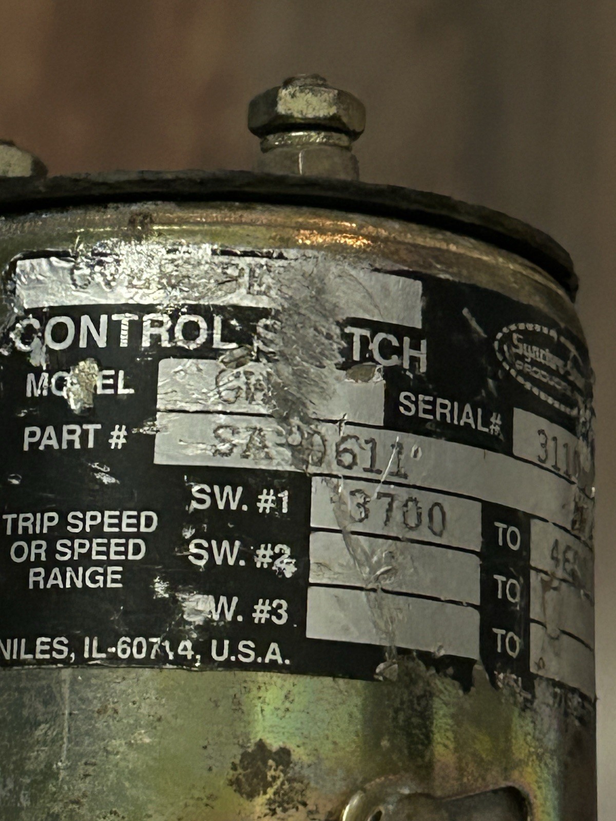 Synchro Start Overspeed Control SA0611 Engine Shutdown Governor 3700-4600 Rpm