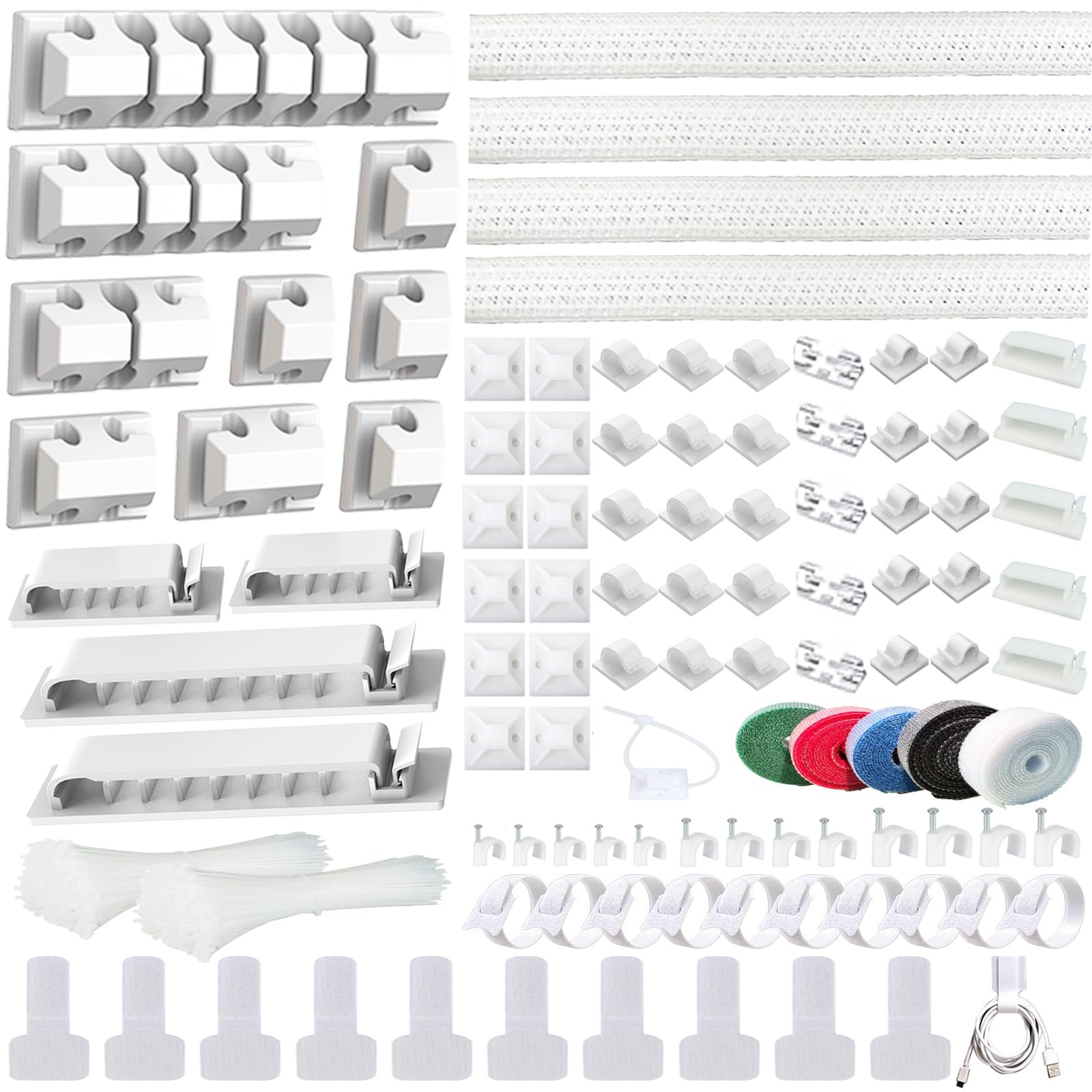 ELII 327PCS White Cable Management Kit 4 Sleeves, 65