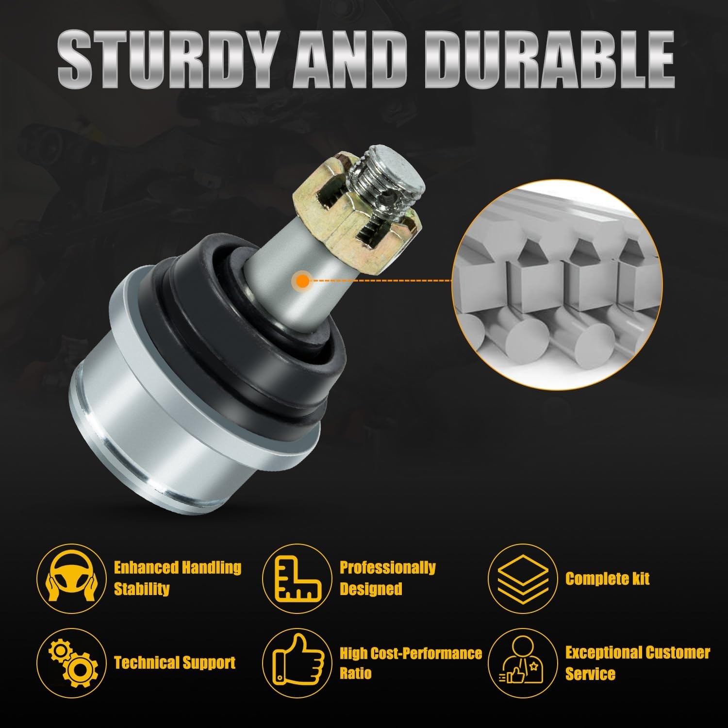 Front Upper & Lower Ball Joints Compatible with Honda Rancher 350 TRX350 (2000-2