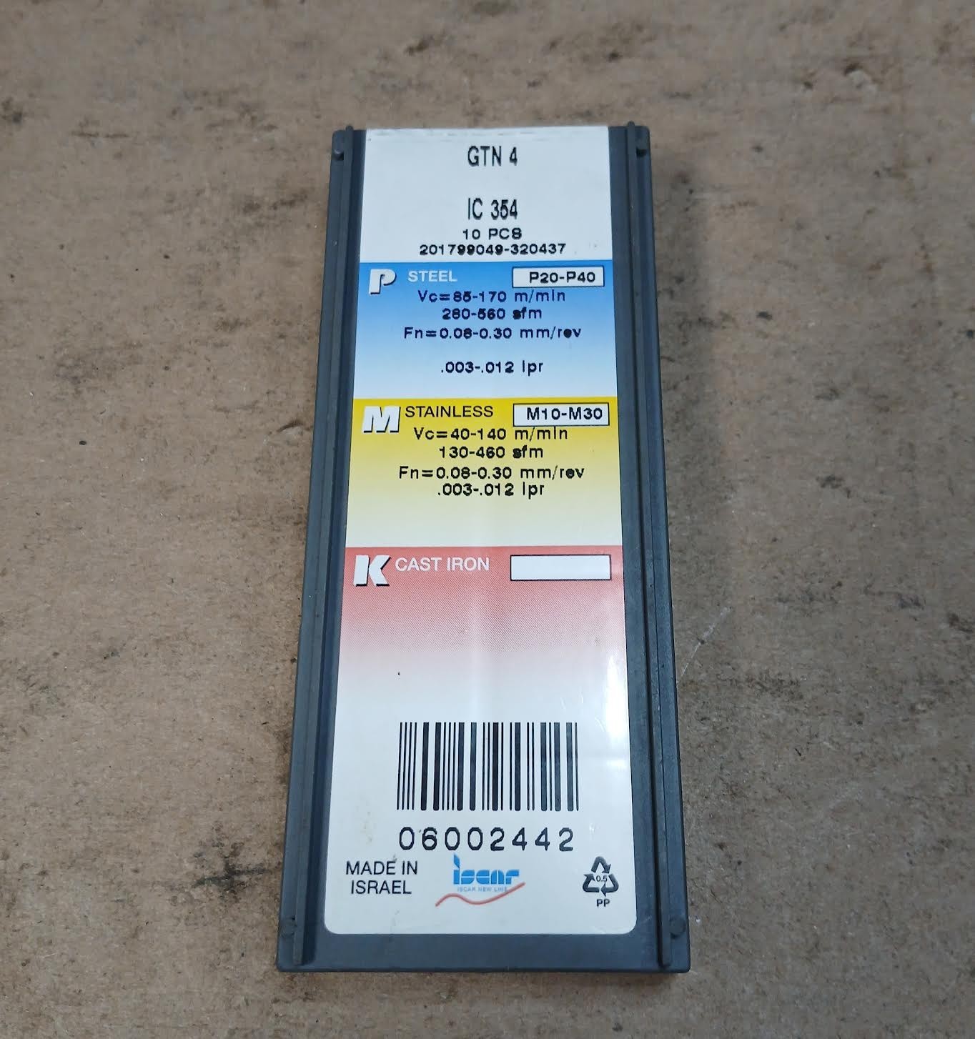 Iscar GT-4 IC 354 Carbide Inserts (Qty 6)