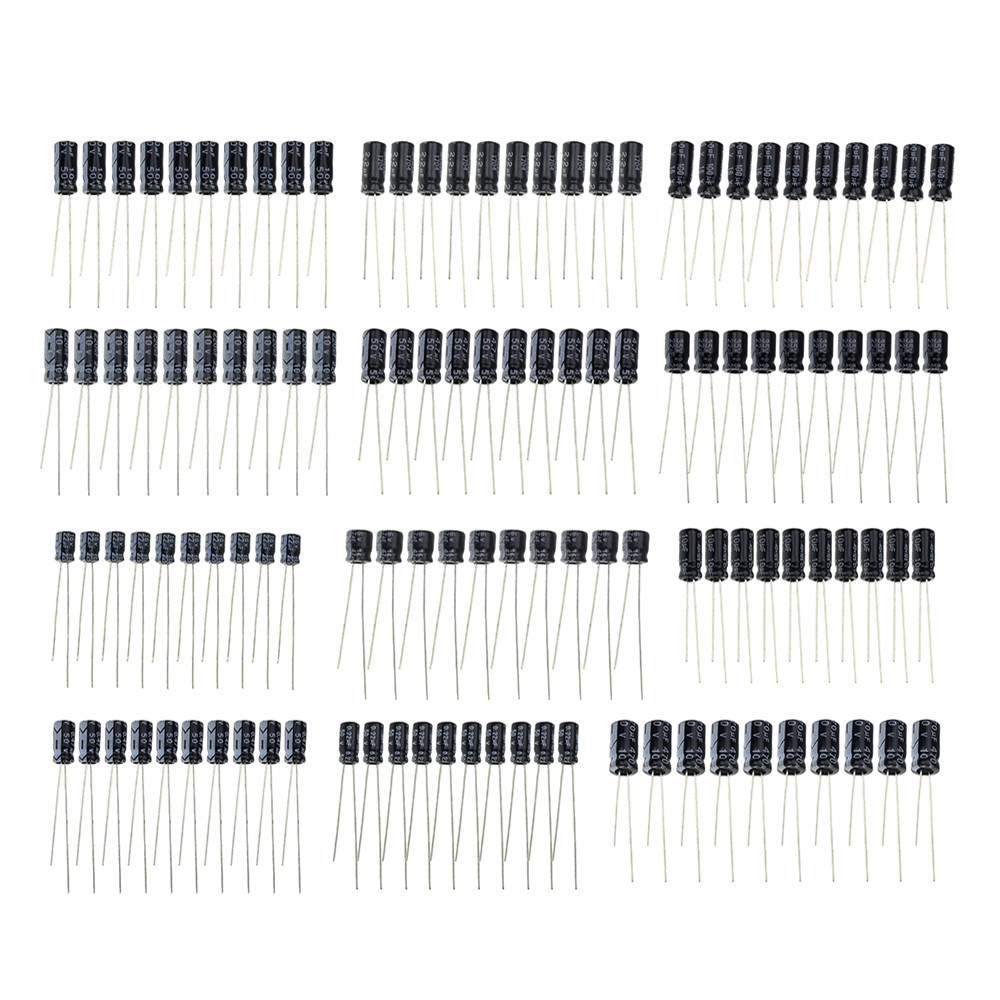 1uF to 470uF 12 Values x 10 Each Electrolytic Capacitor 120pc Assortment Kit