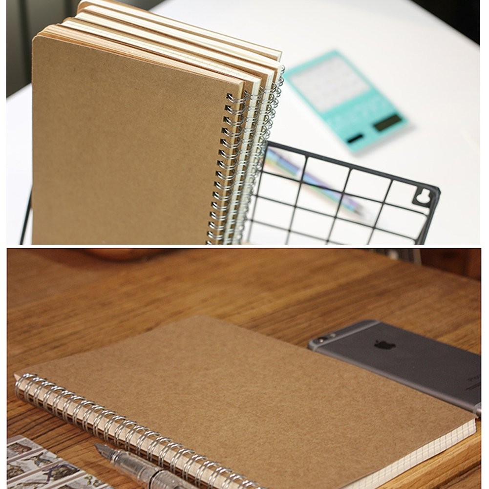 DSTELIN Soft Cover Spiral Notebook Journal, Coofficer Blank Sketch Book Brown