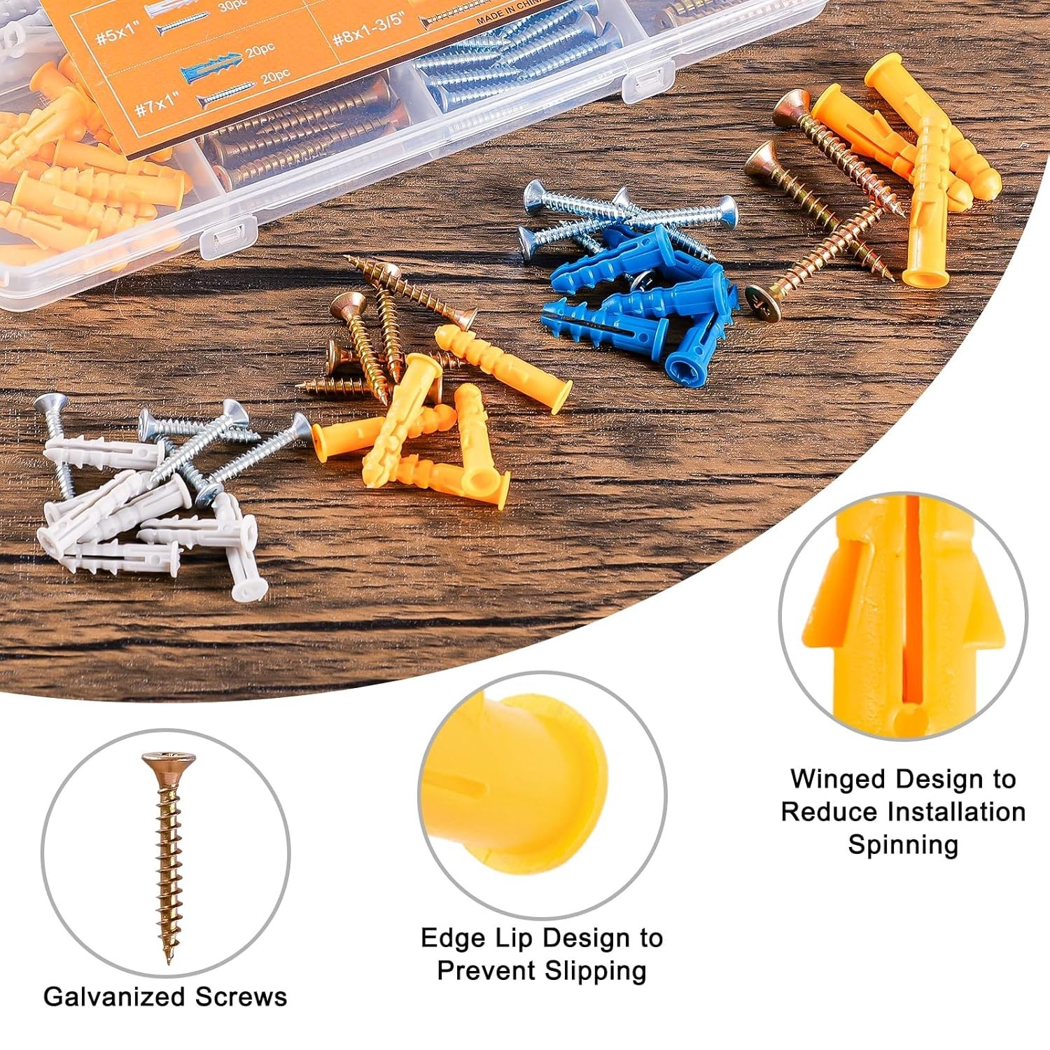 Wall Anchors Kit for Hanging Wall Art Decor, 160Pcs Drywall Anchors Assortmen…