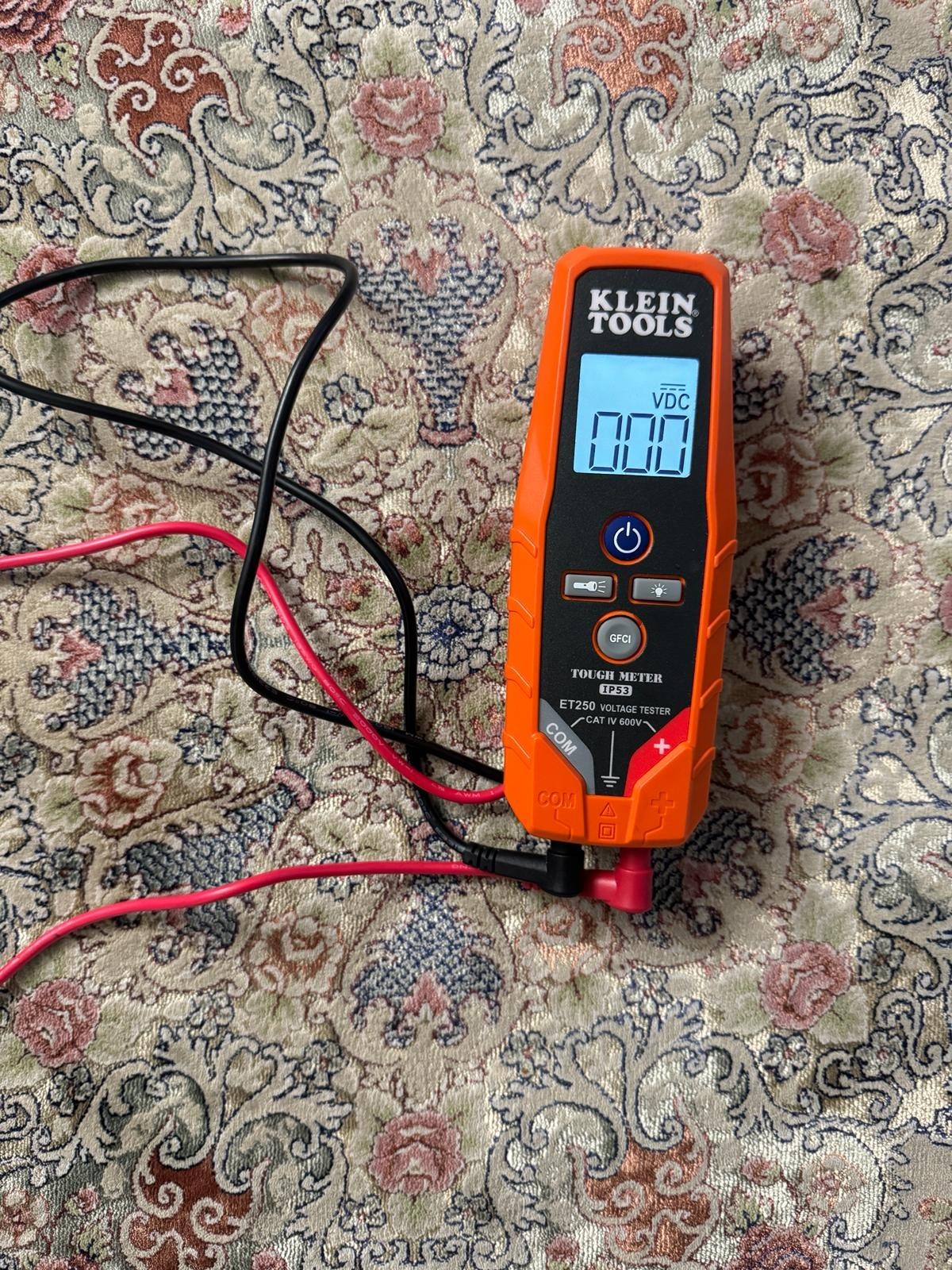 Klein Tools Tough Meter IP53 ET250 Voltage Tester Cat IV 600V