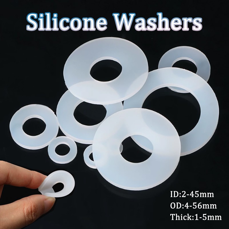 Silicone Washers Round Flat Sealing Gaskets Shock Absorption ID 2mm-45mm