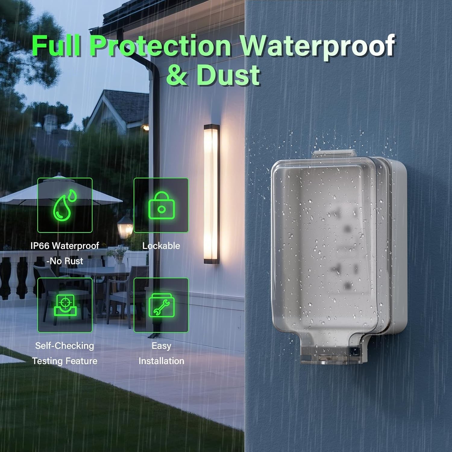 [UL Listed] BSEED 20 Amp GFCI Outdoor Electrical Outlet Box, IP66 Waterproof & L